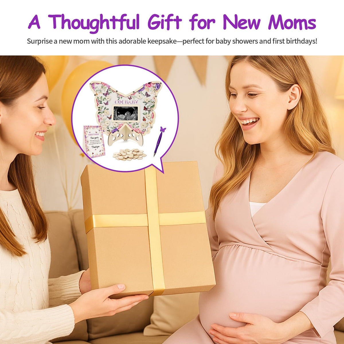 Threelf butterfly baby shower set shown assembled for a delightful celebration