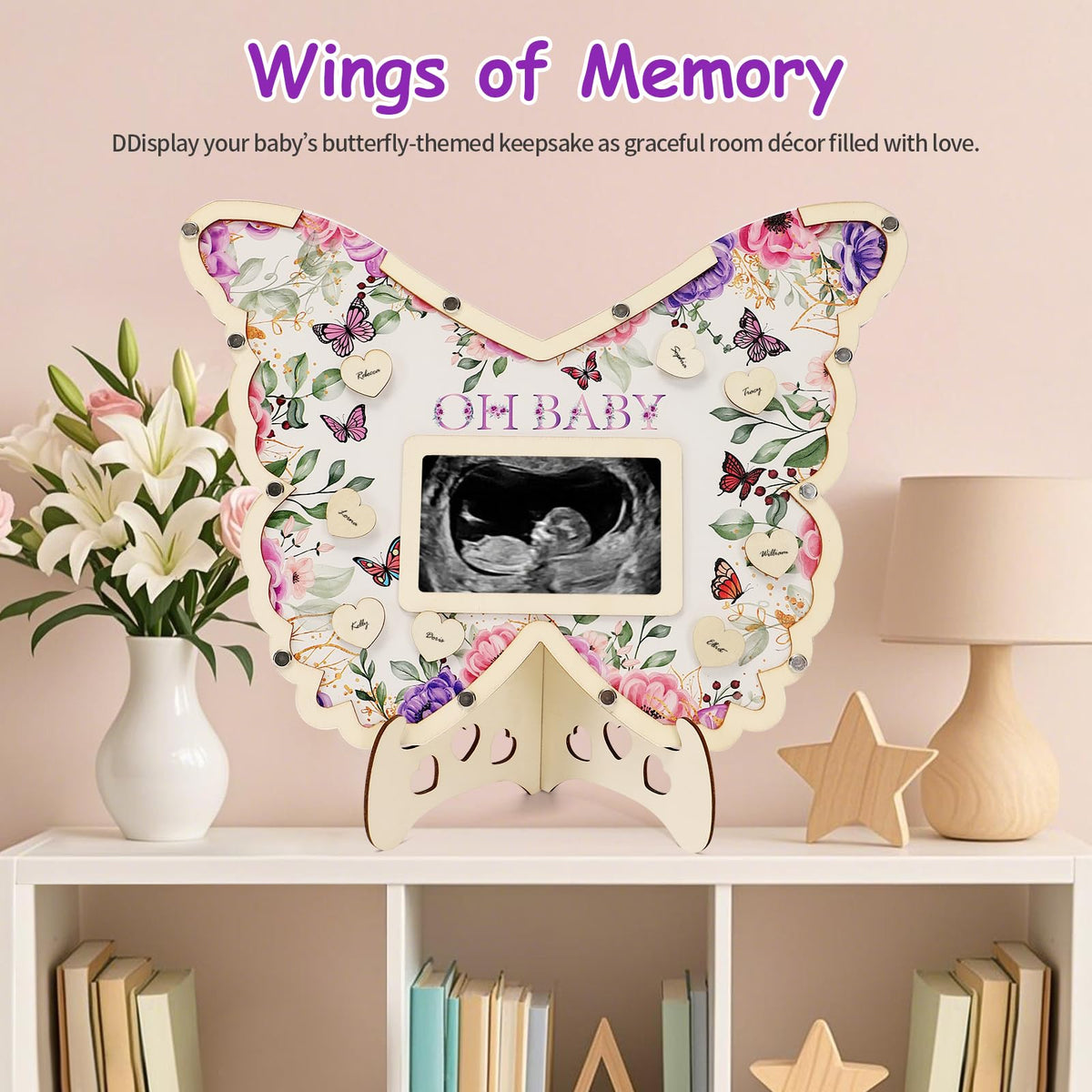 Threelf butterfly baby shower decor theme poster to coordinate colors