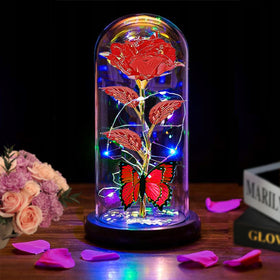 Thrjia light up rose in a glass dome adds warm ambiance for mom