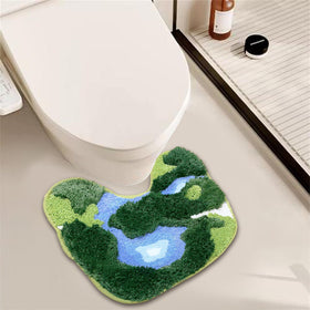 THRILRUG Moss U-shaped toilet mat adds warmth and stylish texture.