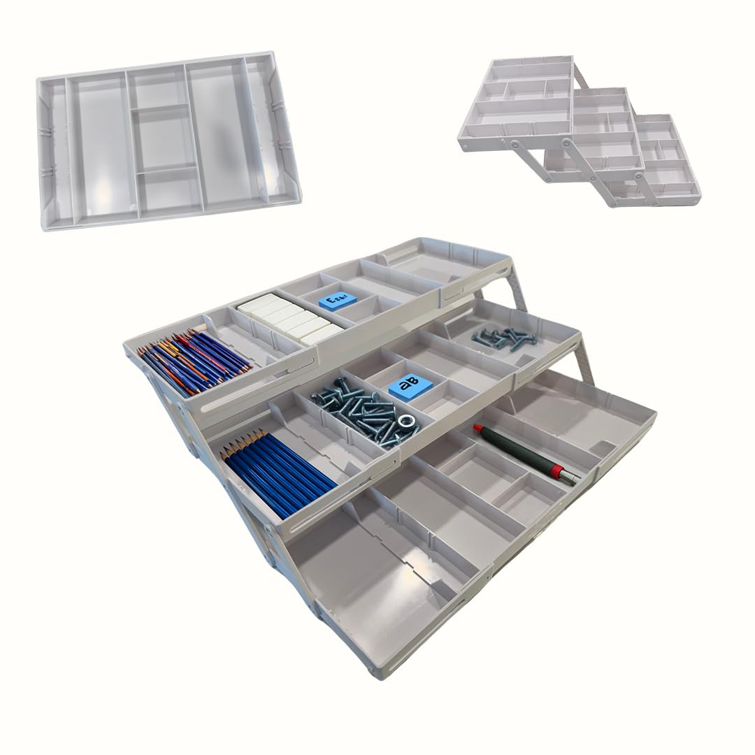 ThriveHive 3Tier Drawer Organizer top view keeps desk essentials neatly organized.
