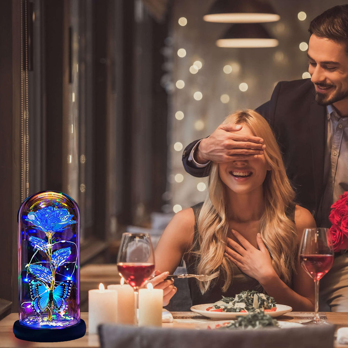 Thrjia LED-lit rose gift inside dome ideal for mom and wife.