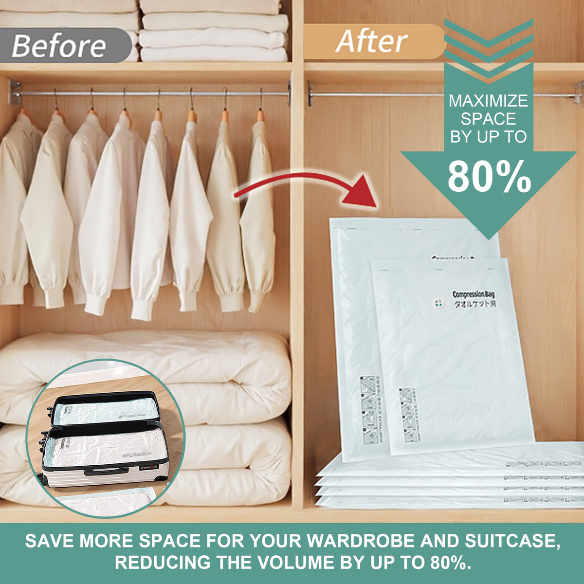 THUNDEREAL eight large vacuum bags expanded for bulkier items