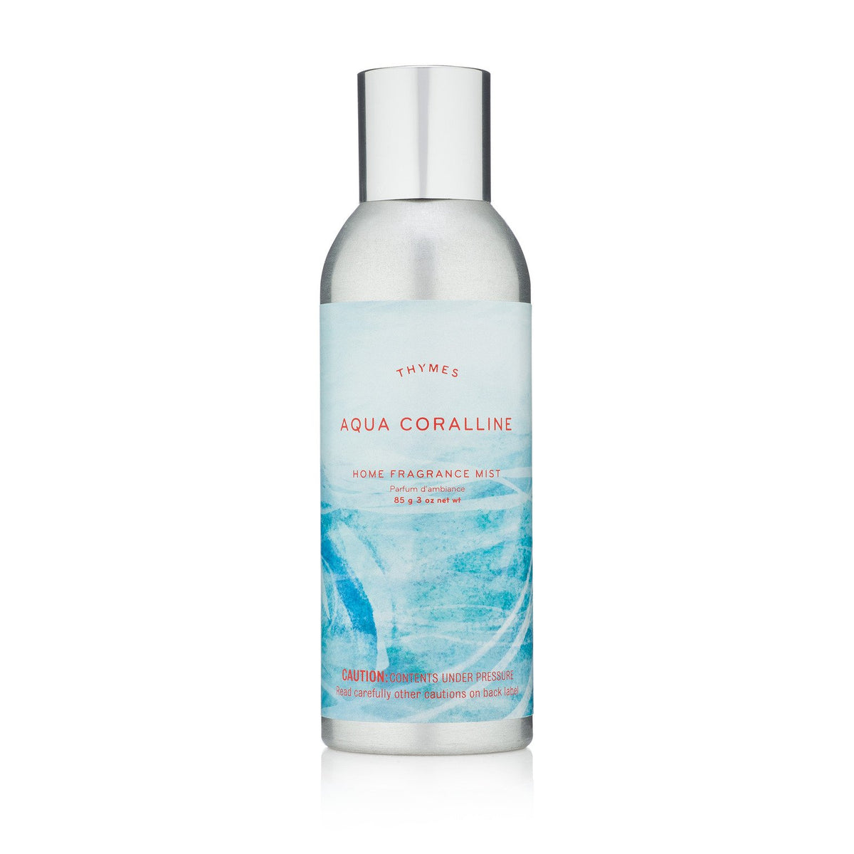 Thymes Aqua Coralline bottle front for a fresh ocean-inspired home ambiance.