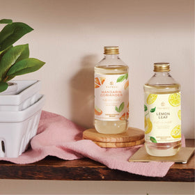 Thymes Lemon Leaf diffuser oil in glass vessel delivering even scent distribution.