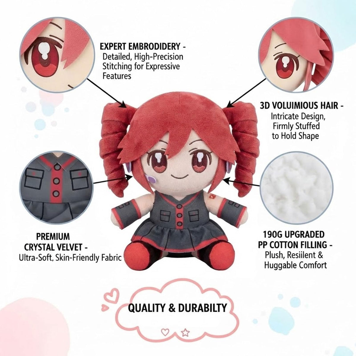 Thyubi desk decor plush boosts character-themed room atmosphere.
