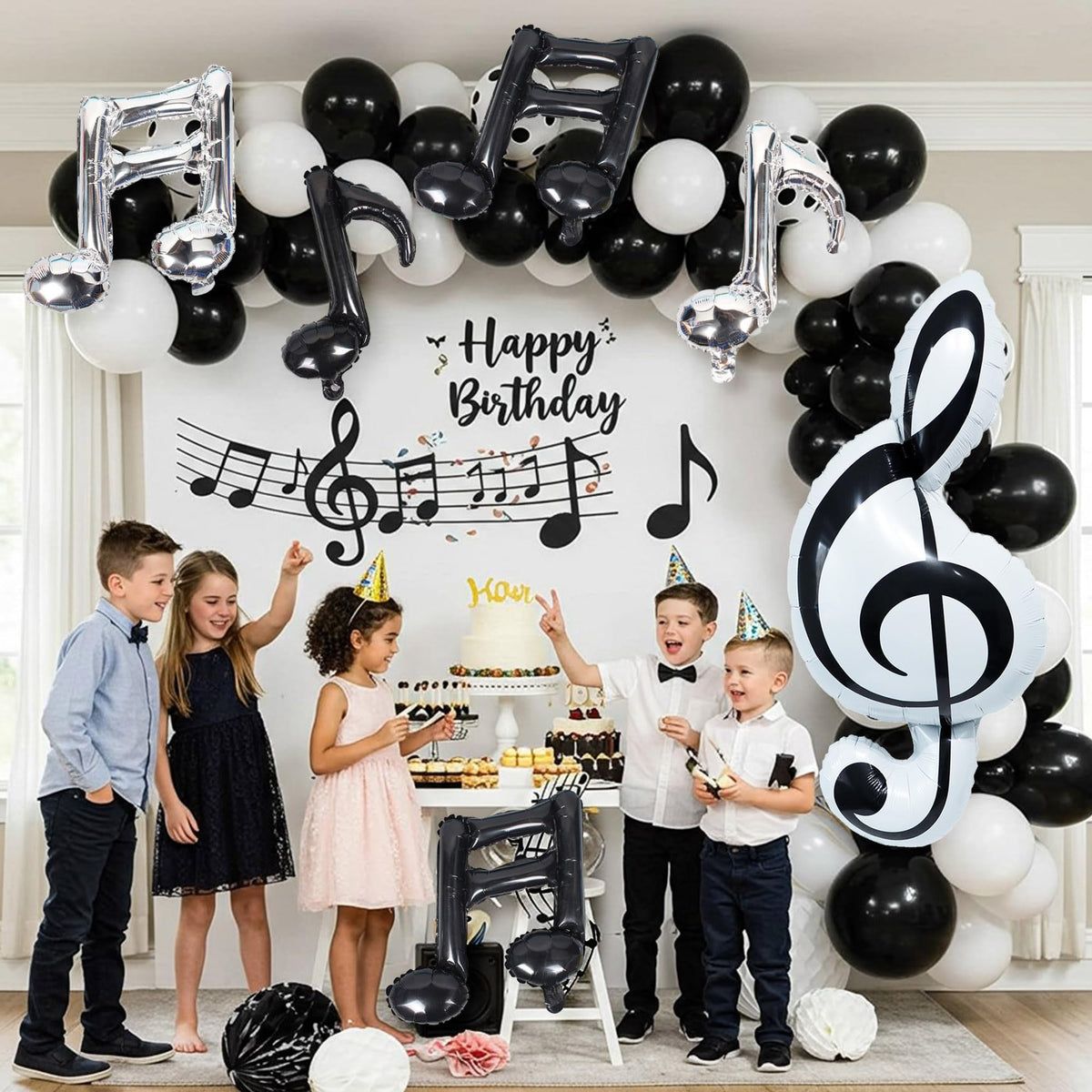 TiAaihion black eighth-note balloon 18-inch with elegant contrast