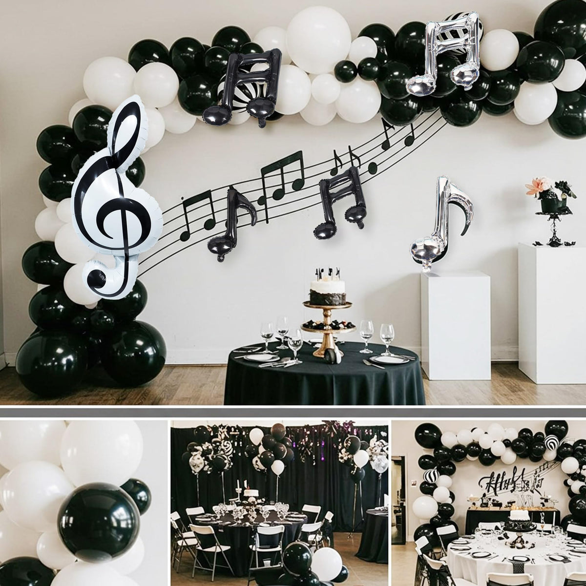 TiAaihion black musical note latex balloon 12-inch versatile filler