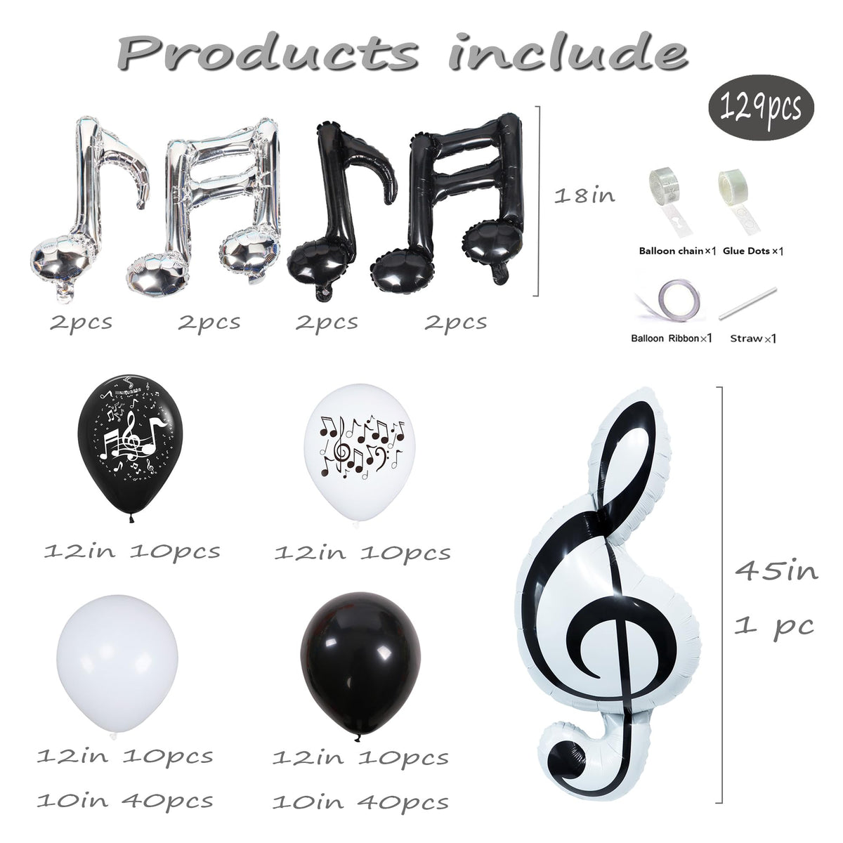 TiAaihion silver eighth-note balloon 18-inch for bright accents