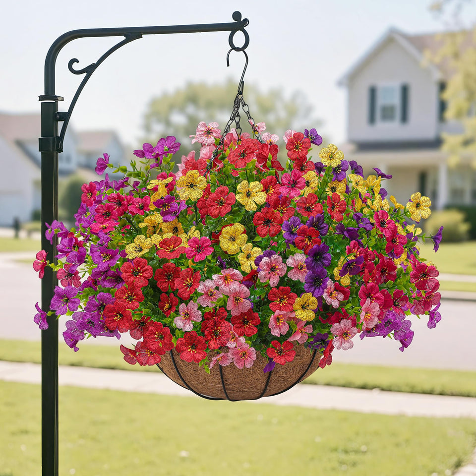 Tiabean artificial hanging flowers basket for outdoors adds lasting color to porches