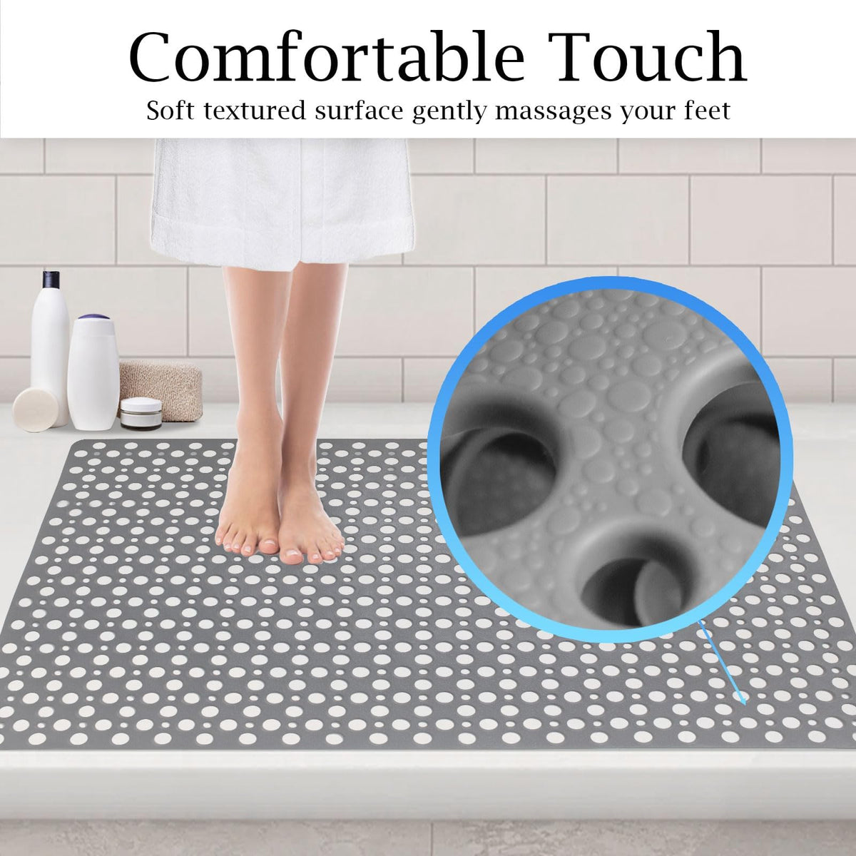 Tiamo extra-large bathtub mat with suction cups for stable placement on smooth surfaces