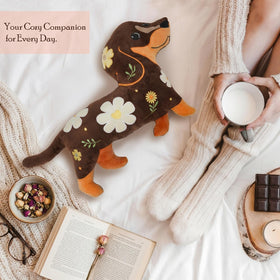 Tian Zhun dachshund pillow on a bed scene for cozy relaxation