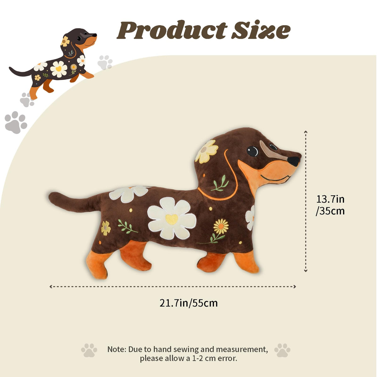 Tian Zhun dachshund pillow floral detail adds warm, charming accents