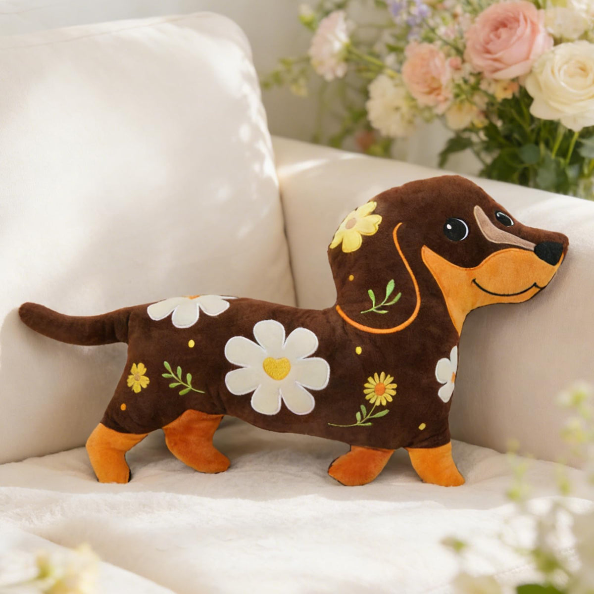 Tian Zhun dachshund pillow front view with soft plush fabric for cozy decor
