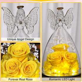 Tiaronics preserved roses inside angel, no watering required for years of display