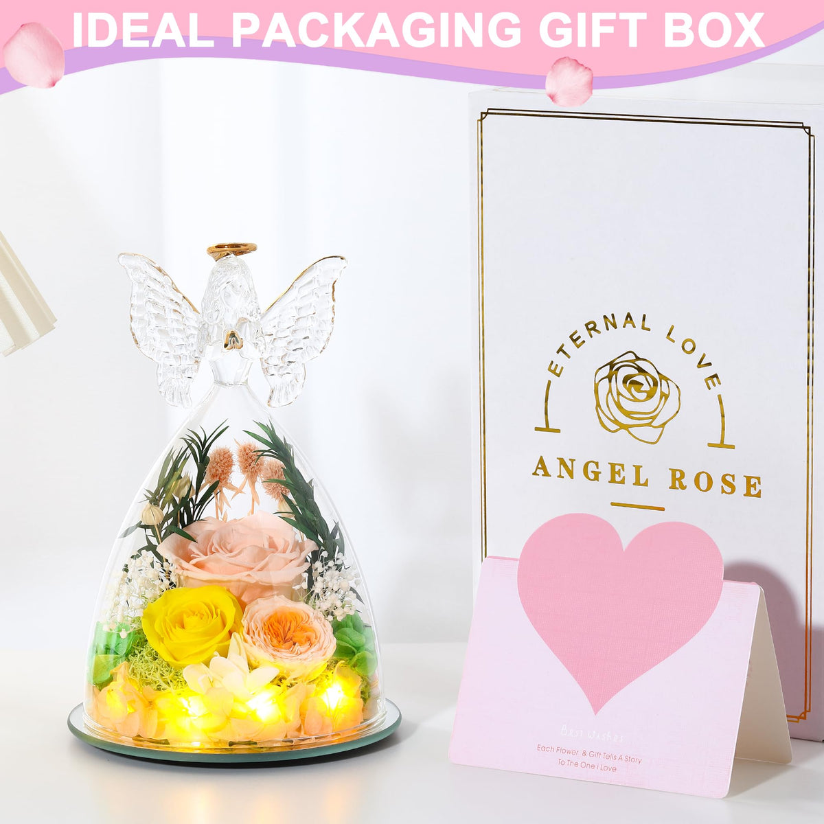 Tiaronics delivery-ready rose angel keepsake ready to ship.