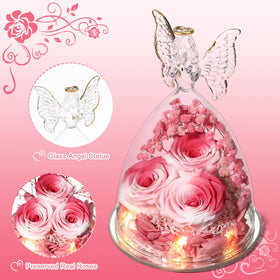 Desk centerpiece with Tiaronics rose angel, adds a soft focal point.