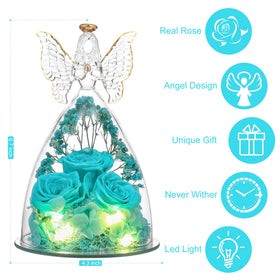 Tiaronics glass angel with 11 cm diameter and 17 cm height for elegant display.