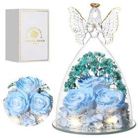 Tiaronics glass angel figurine with roses inside, a lasting keepsake for Mothers Day.
