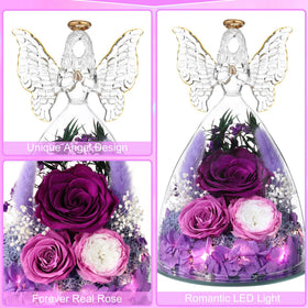 Tiaronics glass angel with roses offers a compact, elegant display.