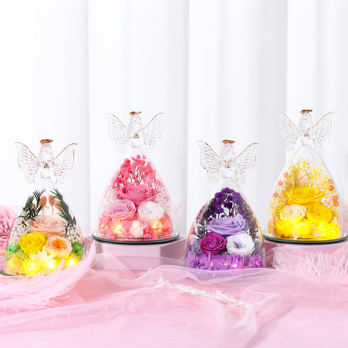 Tiaronics home décor display: yellow rose angel figurine in keepsake