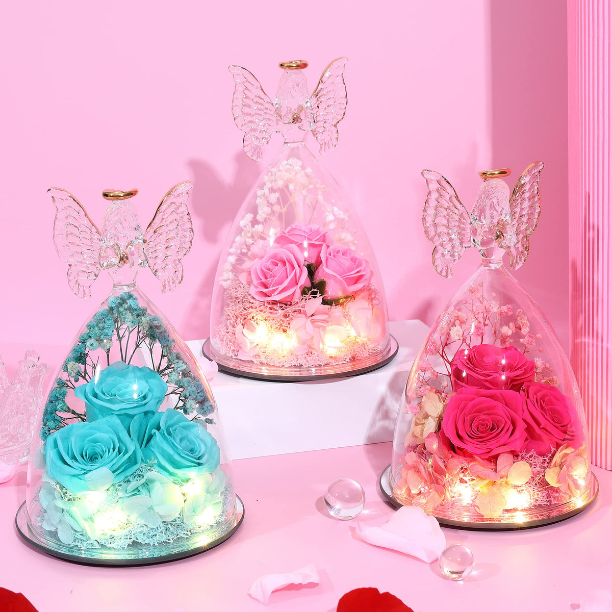 Tiaronics keepsake gift preserves real roses for years when kept cool and away from direct sun.