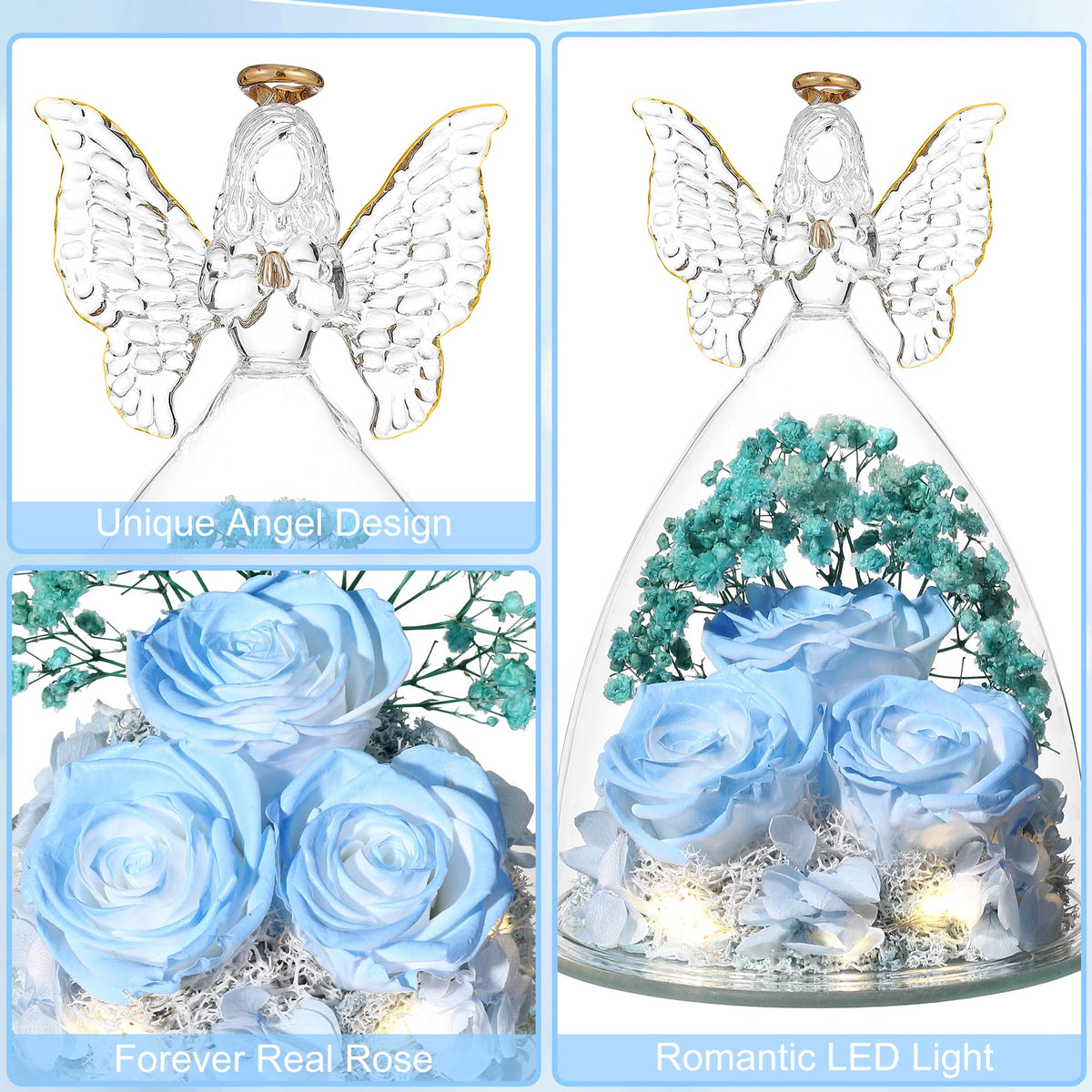 Tiaronics Mothers Day rose gift with angel keepsake, ideal for mom or grandmother.