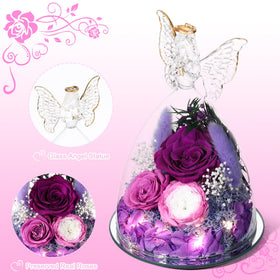 Tiaronics Mother's Day rose gift inside glass angel ideal for keepsake gifting.