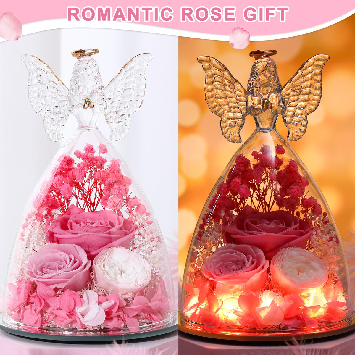 Tiaronics preserved rose in angel display stays vibrant with minimal care