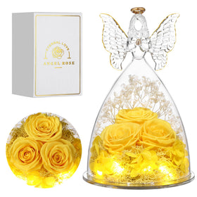 Tiaronics preserved rose in glass angel figurine, long-lasting keepsake for Mother's Day