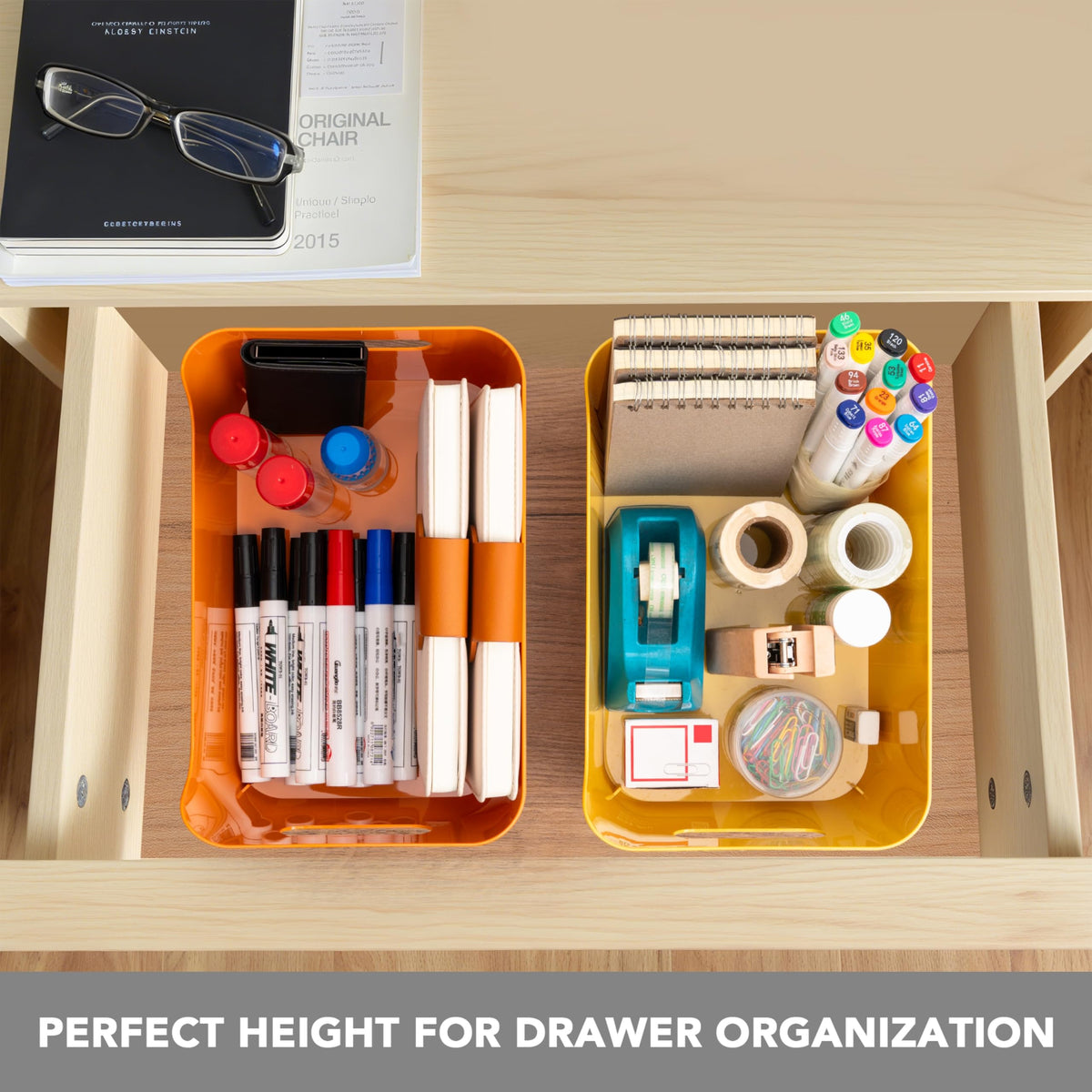 Tiawudi 4.5L bin fits drawers for towels, cosmetics, or tools.