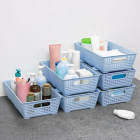 Tiawudi closet organizer basket keeps shelves neat and accessible.