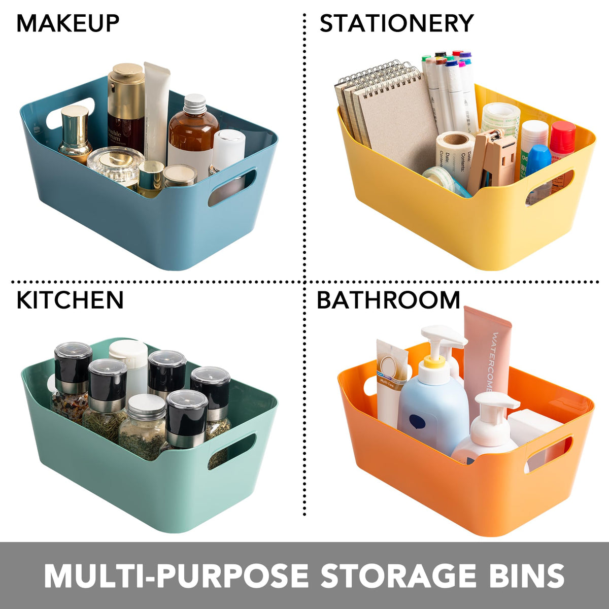 Tiawudi colorful storage bin designed for kitchen and bathroom organization.