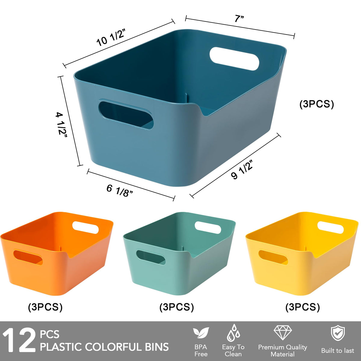 Tiawudi durable plastic bin features easy-grip handles for lifting.