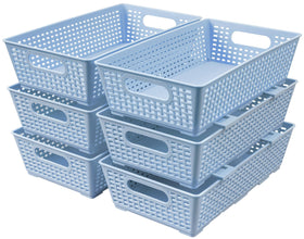 Tiawudi stackable basket 6-pack with easy-grip handles for versatile storage.