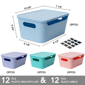 Tiawudi stackable storage bin with lid shown saving shelf space.