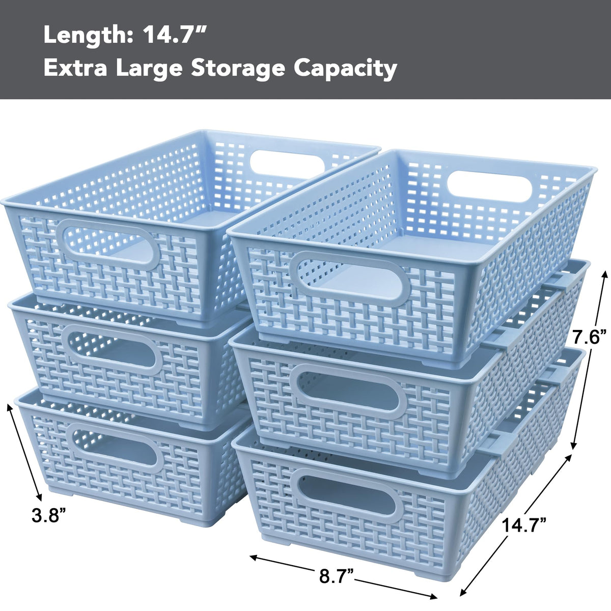 Tiawudi woven plastic basket designed for kitchen and pantry organization.