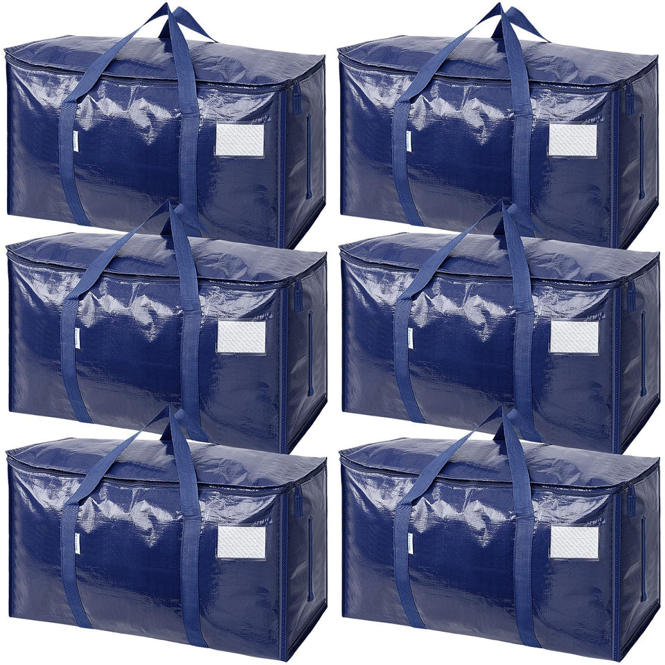 TICONN 6-pack extra large moving bags navy folded flat for space saving.