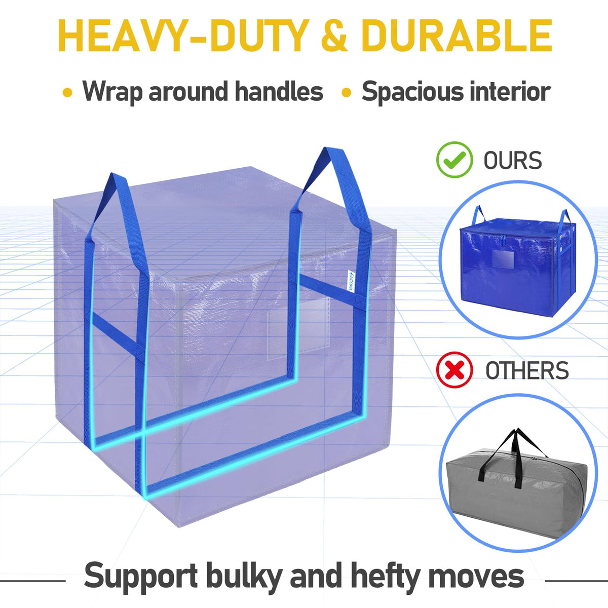TICONN 75-gallon bag shows waterproof material for protection