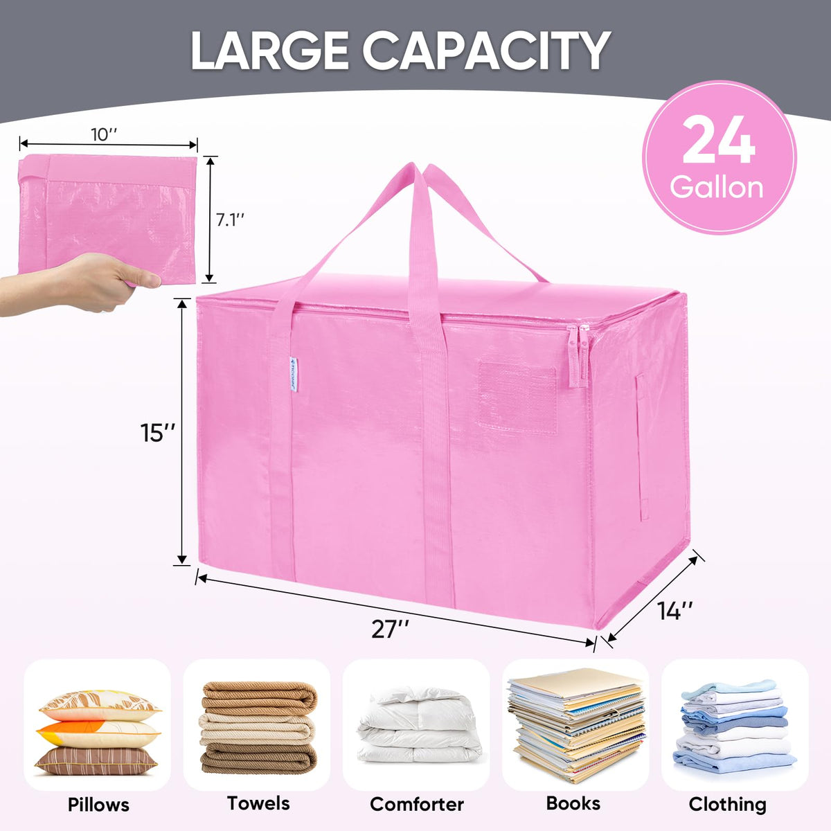 TICONN bag with 27x14x15 dimensions showcases generous capacity.