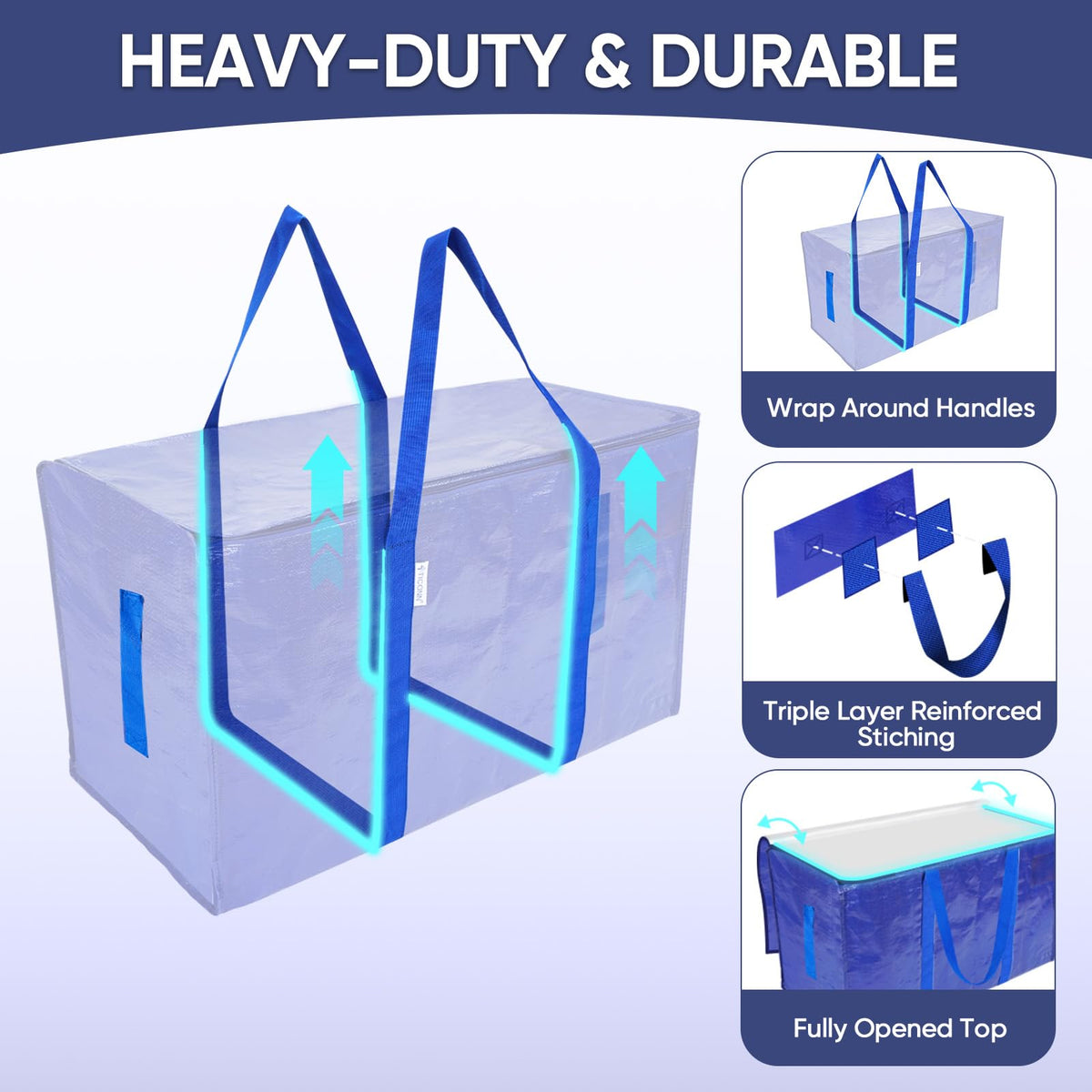 TICONN extra-large bag open-top design for easy loading and unloading.