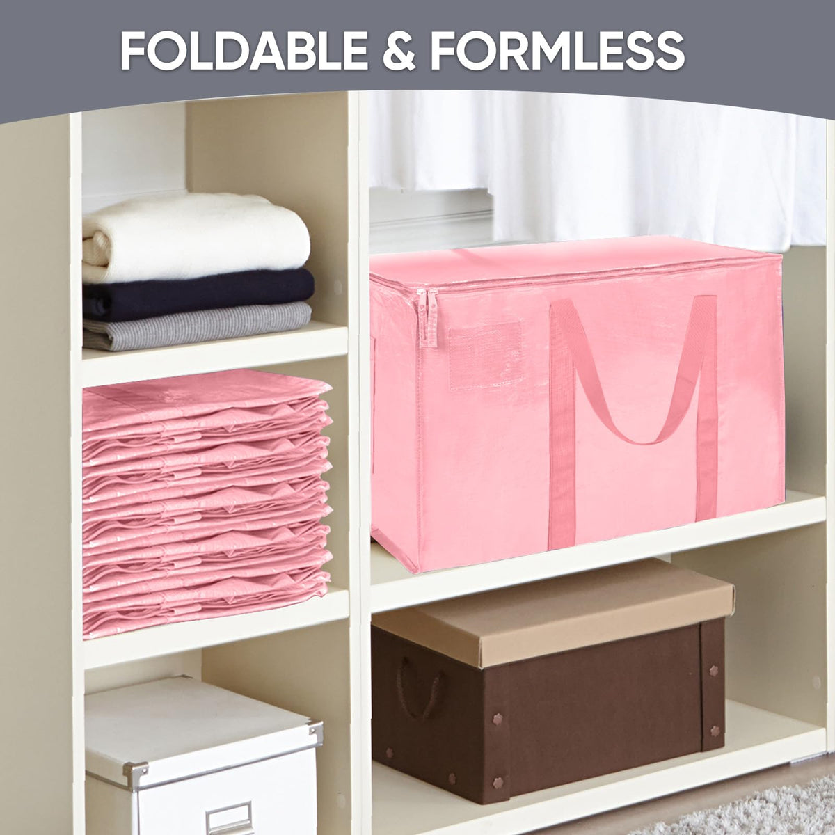 TICONN Extralarge coral bag in closet organization setup.