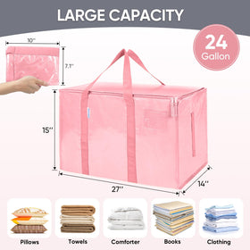 TICONN Extralarge coral bag loaded with clothes showing max capacity.
