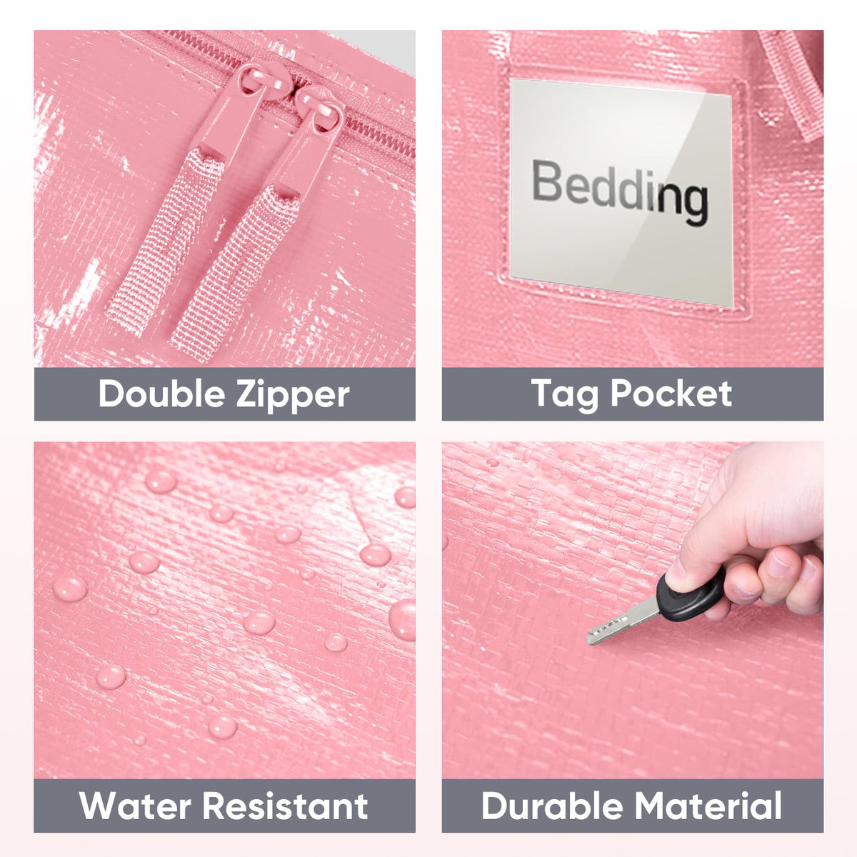 TICONN Extralarge coral bag water-resistant exterior protects contents.
