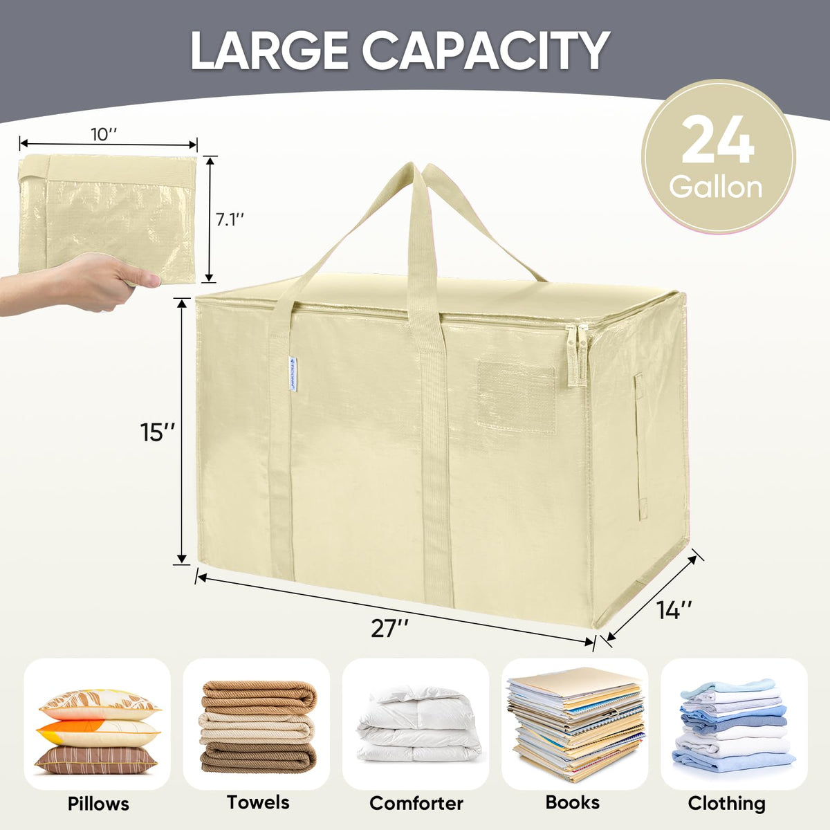 TICONN foldable flat design saves space when storing the bags.
