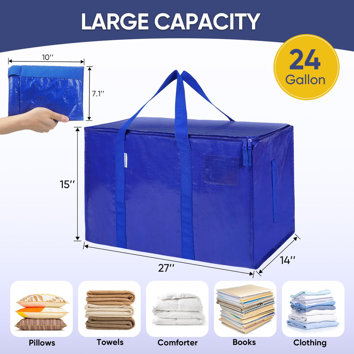 TICONN foldable storage tote folded flat for space-saving storage