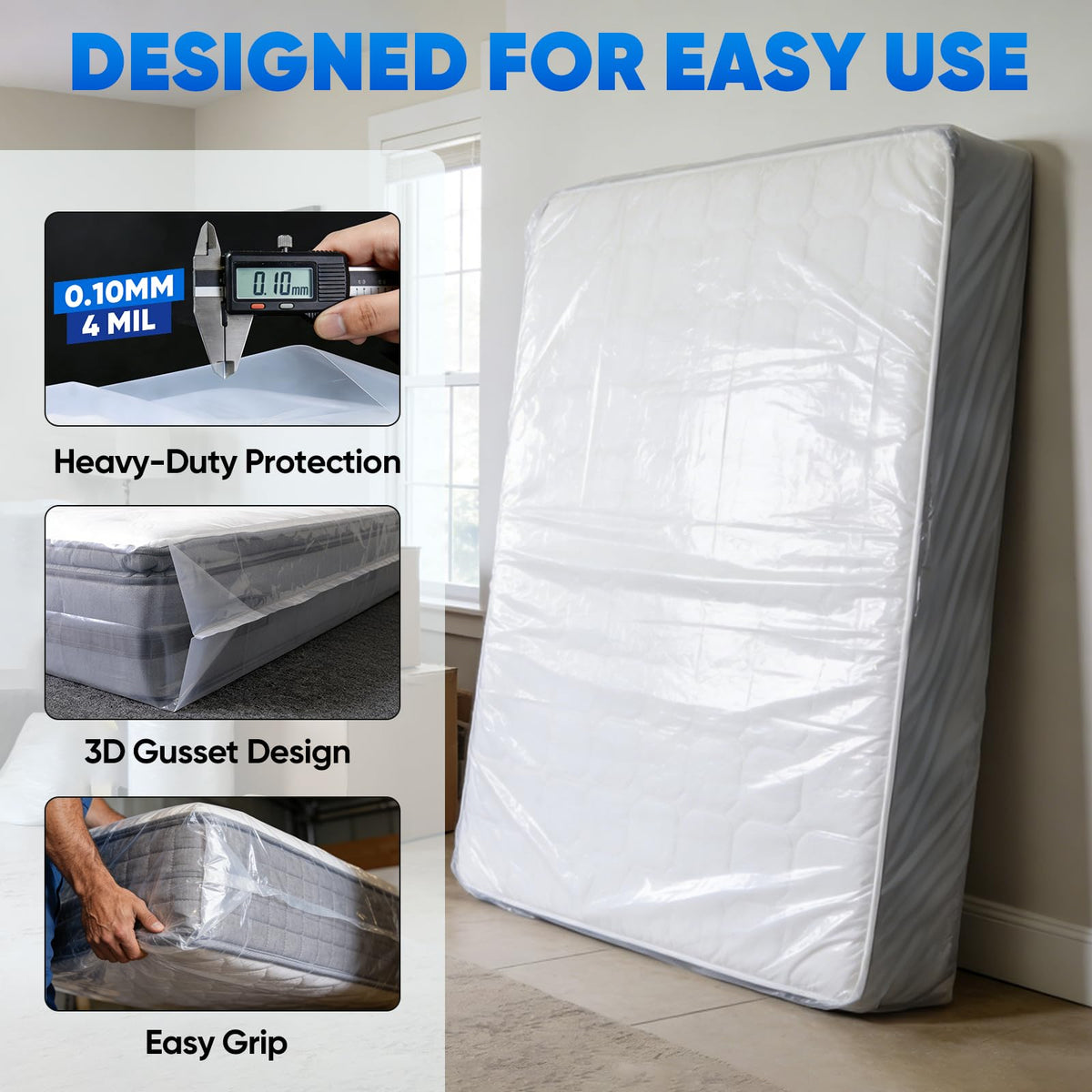TICONN mattress bag king 84x72 shields a king mattress from dust and moisture.