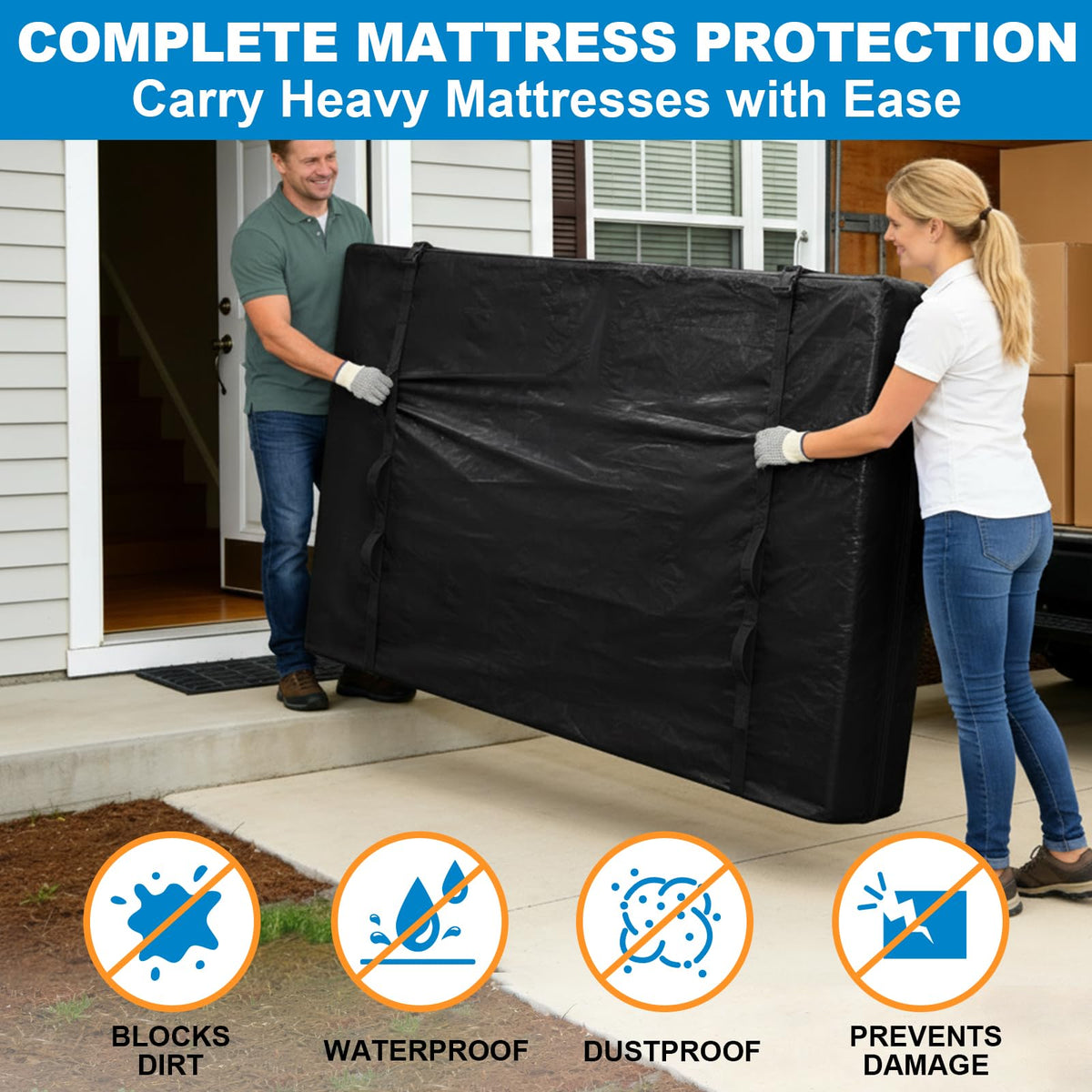 TICONN water-resistant tarpaulin mattress bag protects against dust and moisture