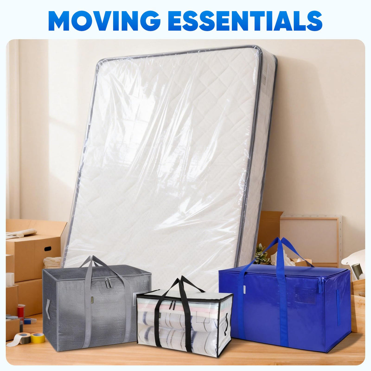 Waterproof and dustproof TICONN mattress bag protects during transport.