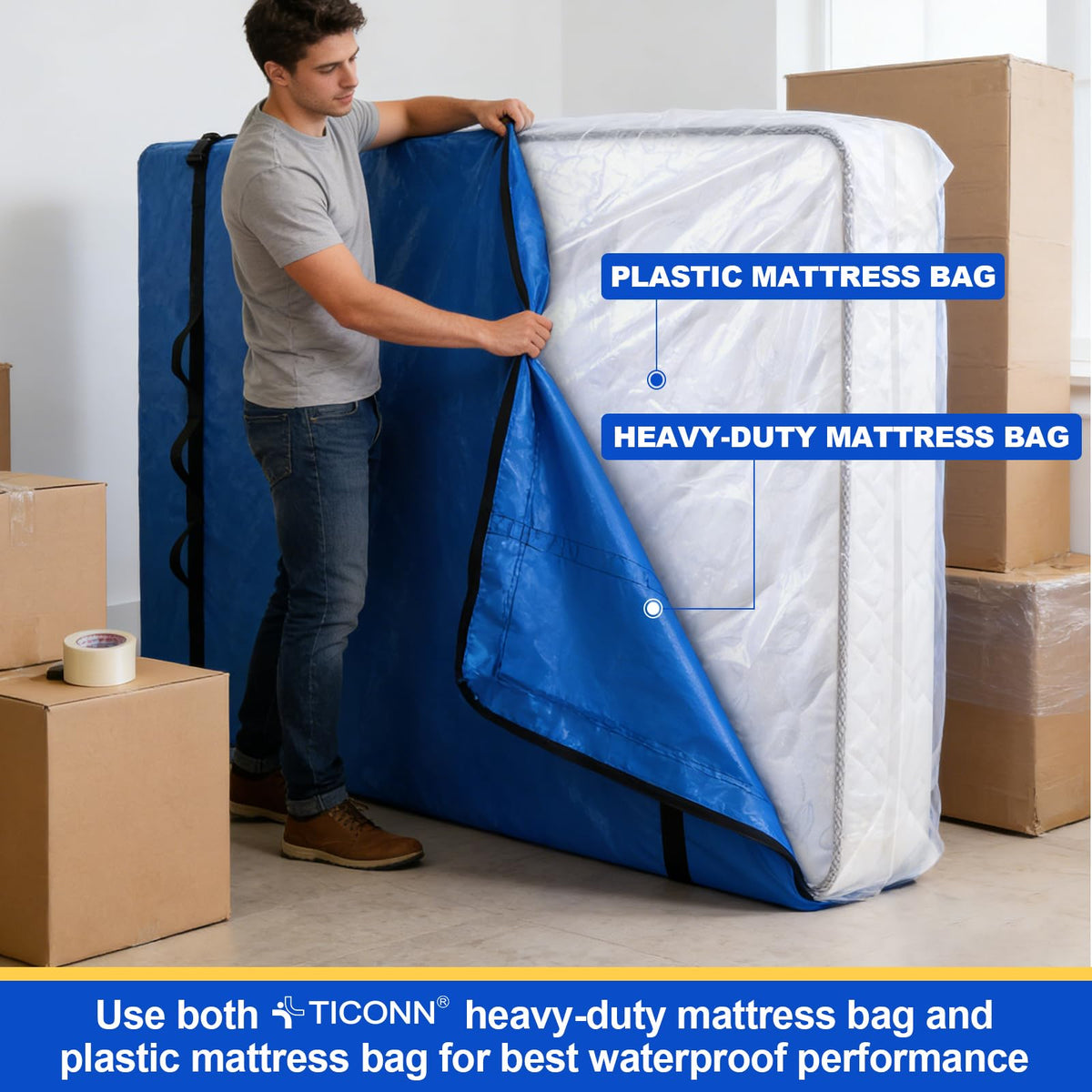TICONN bag seals easily with smooth-glide zipper for quick access.